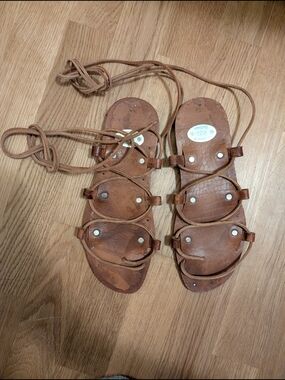 Women’s Brown Leather Lace-Up Gladiator Sandals